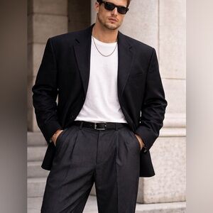 Jones New York Wool Blazer Men’s 46L Black 3 Button Classic Sport Coat Foley’s